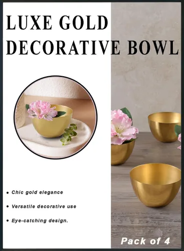 Vista 6 de Serene Spaces Living Cuenco de metal dorado ideal para bodas, fiestas, eventos, restaurantes, decoración del hogar (extra pequeño, paquete de 4)