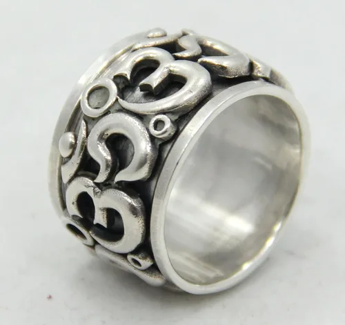 Vista 2 de Anillo simbólico de plata de ley 92.5 Om Ohm Aum para mujeres y hombres, sin níquel