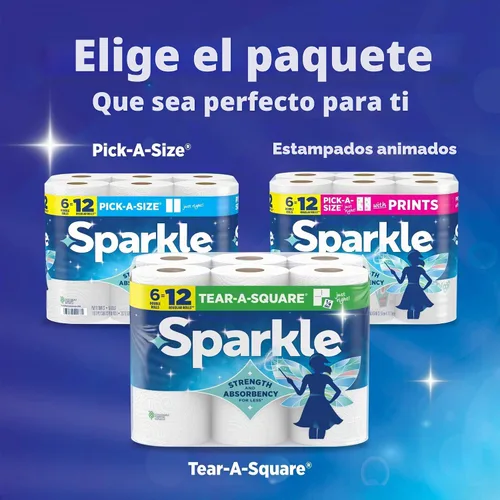 Vista 7 de Sparkle Tear-A-Square - Toallas de papel cuadradas, 2 rollos dobles (220 hojas en total), toallas fuertes de 2 capas para limpieza de cocina