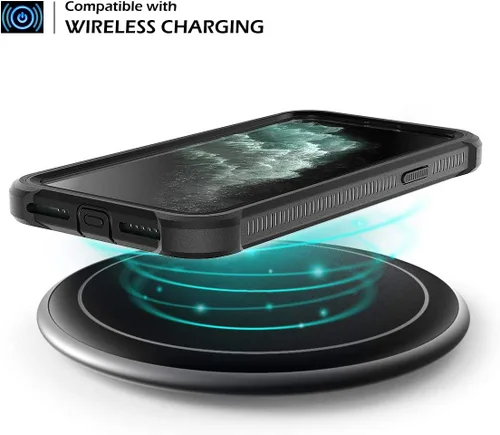 Vista 5 de Dexnor Funda para iPhone 11 Pro con protector de pantalla, transparente, resistente, de cuerpo completo, a prueba de golpes, parte trasera dura
