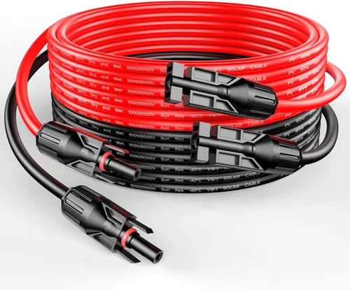 Vista 13 de RICH SOLAR Cable de extensión de panel solar negro de calibre 10, 10 AWG, 10 pies, color rojo + 10 pies, cable de extensión de panel solar negro