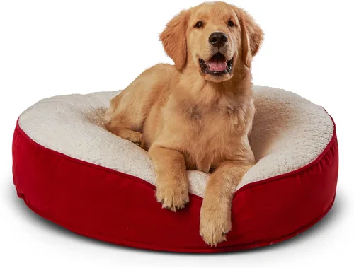 Vista 11 de South Pine Porch Samson - Cama redonda de lujo para perro, estilo almohada, acero azul, pequeña (30 pulgadas)