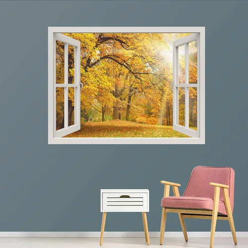 Vista 16 de IDEA4WALL Murales de pared para dormitorio, vista de ventana falsa, bosque, papel tapiz extraíble, calcomanías de pared para despegar y pegar, 24 x