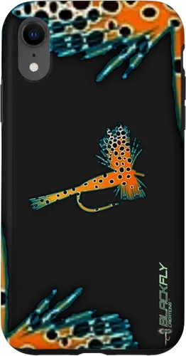 Vista 24 de Funda para iPhone 16 con mosca y pesca con moscas secas de piel de trucha por Black Fly Case