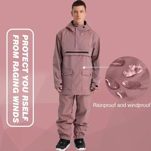 Vista 7 de Traje de esquí para hombre y mujer, traje de snowboard unisex, para invierno, para exteriores, impermeable, chaqueta y pantalones de esquí