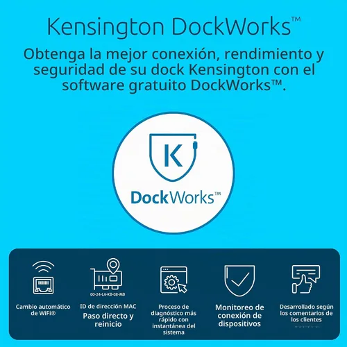 Vista 8 de Kensington SD5780T Thunderbolt 4 Estación de acoplamiento dual 4K con entrega de energía de hasta 100 W y lector de tarjetas SD, puertos HDMI