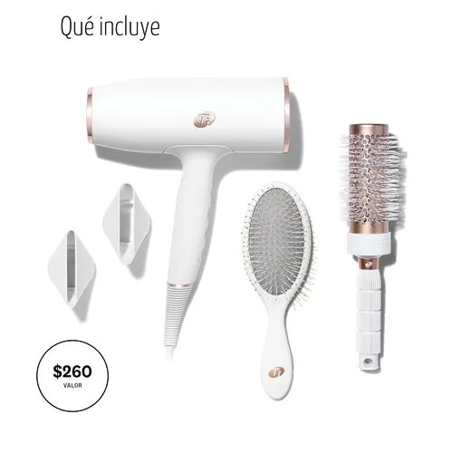 Vista 2 de T3 AireLuxe Set profesional de secador de pelo iónico y cepillo, con 5 ajustes de calor y 3 velocidades, generador de iones, disparo frío, incluye