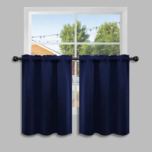 Vista 37 de Pickluc Cortina opaca de cocina de 20 pulgadas de largo, con bolsillo para barra, cortinas para ventanas pequeñas en sala de estar, sótano Beige