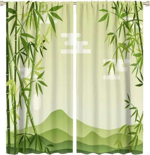 Vista 40 de Cortinas de bambú 3D impresas para exteriores, cortinas de bambú natural japonés zen, sala de estar, cocina, bolsillo para barra, cortinas