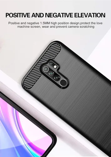 Vista 5 de Asuwish Funda compatible con Xiaomi Redmi 9 y protector de pantalla de vidrio templado, accesorios de celda, fundas protectoras delgadas de silicona