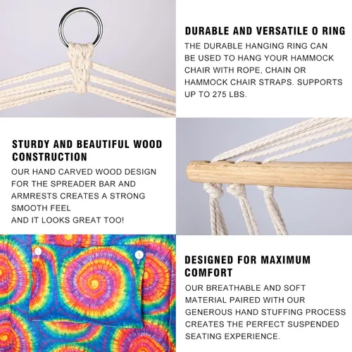 Vista 2 de Backyard Expressions - Columpio reversible para colgar – máximo 275 libras – Barra esparcidora de madera – para cualquier espacio
