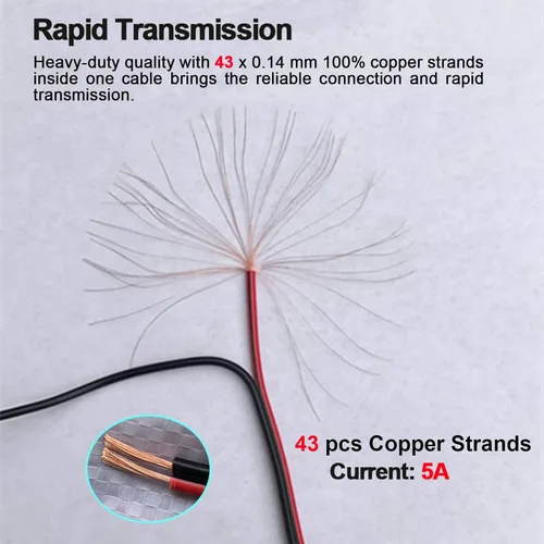 Vista 3 de (Real 18AWG) 10 pares de 12 V 5 A CC Cable de Conector de Conector de Barril Pigtail de 0.083 in x 0.217 in Macho Hembra DC Pigtail Conectores