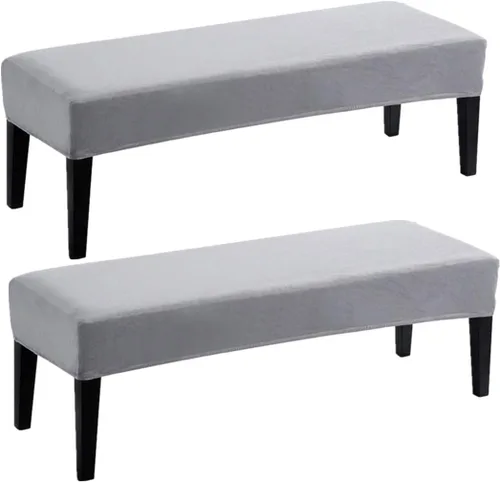 Vista 16 de Fundas de banco de comedor de jacquard tapizado de elastano elástico, funda de banco de alta elasticidad, protectores de banco extraíbles y lavables