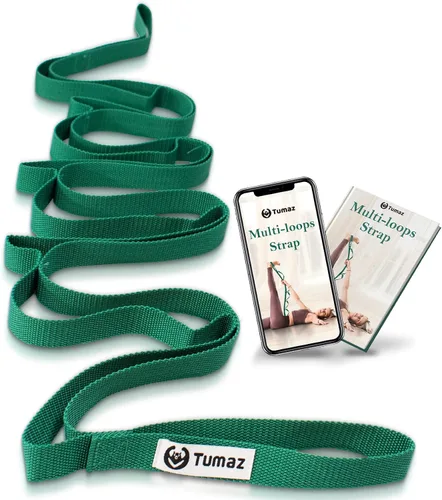 Vista 12 de Tumaz Stretching Strap - 10 Loops & Non-Elastic Yoga Strap - Perfect Home Workout Stretch Strap for Physical Therapy, Yoga, Pilates, Flexibility