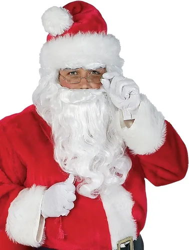 Vista 2 de Rubies Traje y accesorios de Papá Noel de felpa para hombre, rojo estándar, Rojo