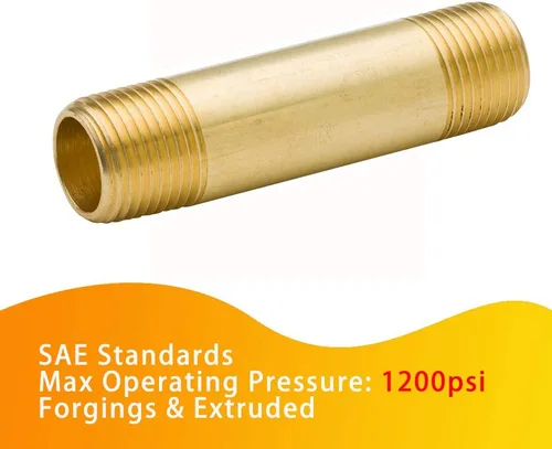 Vista 2 de Accesorio de Tubería de Latón Niple Largo, 1/4" NPT Macho x 1/4" NPT Macho Extensor Conector Recto, 1-1/2" Longitud 1200psi (Paquete de 5)