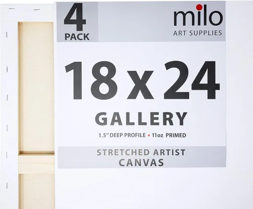 Vista 2 de milo Lienzo estirado para artista, 18 x 24 pulgadas, paquete de 4, perfil de galería de 1.5 pulgadas de grosor, lienzos grandes imprimados de 11
