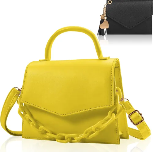 Vista 8 de Bolsos cruzados pequeños para mujeres y niñas, monederos de moda con asa superior con cadena acrílica desmontable