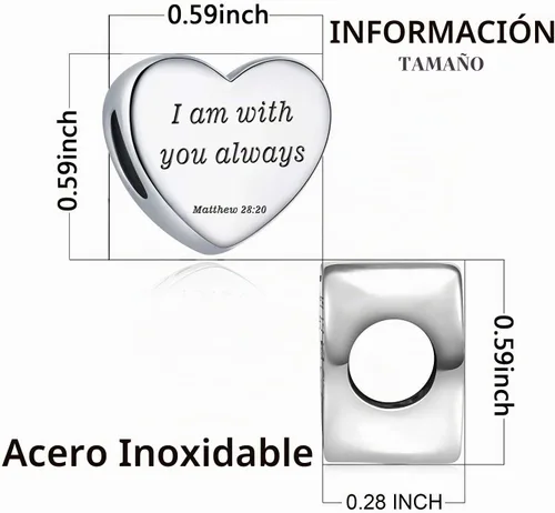 Vista 2 de MUERDOU Dije de corazón, pulsera cristiana con versículo bíblico para oración, fe, religiosa, regalos para mujeres
