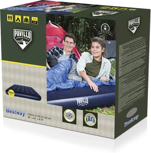 Vista 3 de Pavillo Airbed - Colchón de aire para acampar al aire libre, inflado rápido, azul, tamaño Queen