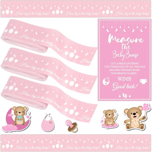 Vista 8 de Juegos de baby shower, cinta métrica para medir el vientre de 150 pies, cinta métrica para el vientre de mamá, cinta métrica de vientre para Azul