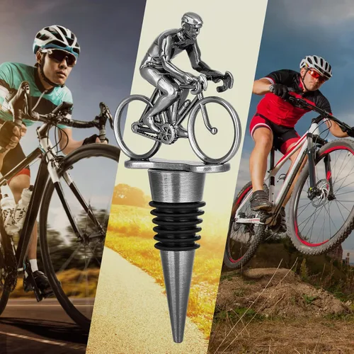 Vista 5 de LKKCHER Tapón de vino de ciclismo, regalos de vino para bicicleta, regalos del día del padre, regalos de Navidad, regalos de cumpleaños para hombres