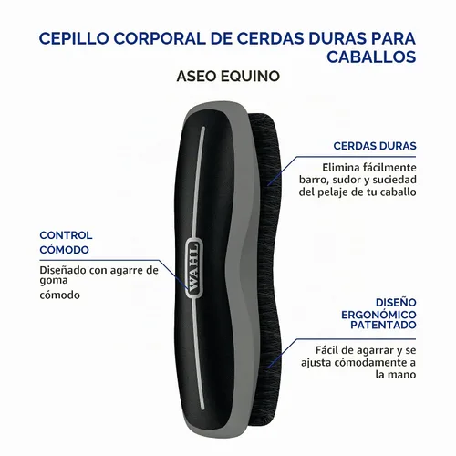 Vista 2 de Wahl Cepillo de caballo de cuerpo rígido Equino Animal Profesional, 858705 Negro