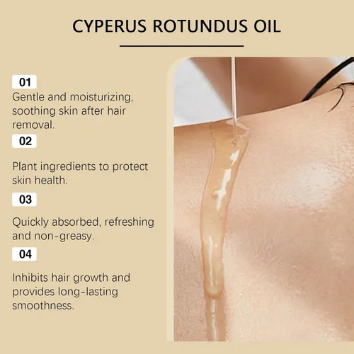 Vista 5 de Natural Cyperus Oil for Hair Removal - Cyperus Rotundus Oil for Face, Underarms, Legs & Body - Gentle Skin Smoothing Essential Oil for Post-Shaving