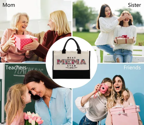 Vista 2 de Gkwa Canvas Tote Bag for Gifting, Women Cotton Canvas Bag, Reusable Shopping Bag