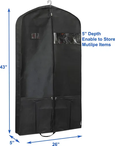 Vista 3 de Simple Houseware - Bolsa resistente para ropa de 43 pulgadas con bolsillo para vestidos abrigos