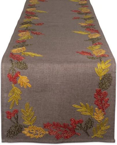 Vista 10 de DII Decoración de mesa de otoño bordada para comedor de Acción de Gracias, camino de mesa, 14 x 70 pulgadas, hojas de otoño
