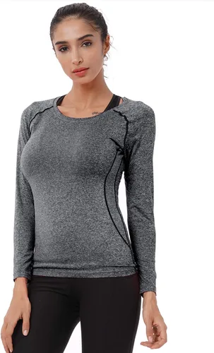 Vista 54 de CADMUS Paquete de 1 o 3 camisetas de entrenamiento de manga larga para mujer, camiseta de compresión de ajuste seco para correr