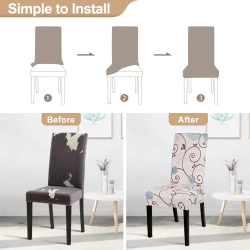 Vista 4 de SearchI Juego de 2 fundas elásticas para sillas Parsons de comedor, fundas elásticas con estampado de elastano, extraíbles, lavables, fundas