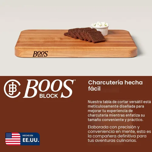 Vista 3 de John Boos Chop-N-Slice Series Tabla de cortar rectangular de madera de arce de 18"x12" - 1.25" de grosor, bloque de carnicero reversible de 8 libras