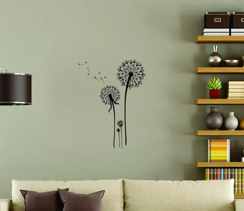 Vista 3 de Vinilo de pared con diseño de diente de león, 23 pulgadas, color beige
