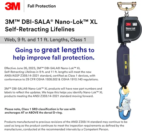 Vista 5 de 3M DBI-SALA Nano-Lok XL Línea de vida autorretráctil de doble pierna, conexión rápida 3100613, red, gancho de aluminio para barras de refuerzo, 9