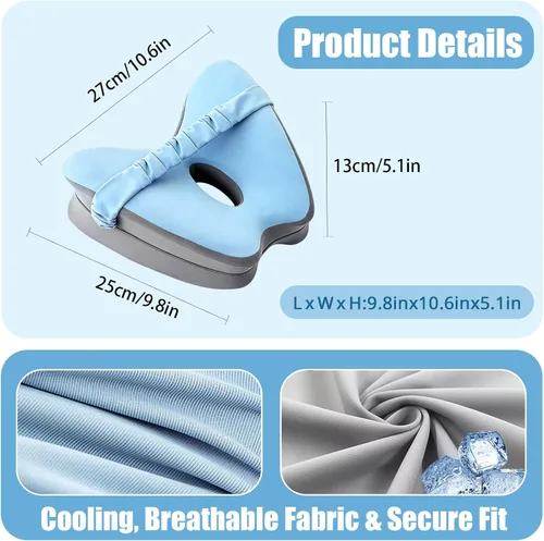 Vista 2 de Almohada de rodilla de espuma viscoelástica para dormir de lado, azul con correa ajustable para alineación de cadera y columna vertebral, alivia