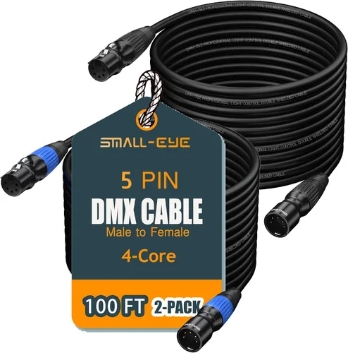 Vista 14 de SMALL-EYE Cable DMX de 5 pines, paquete de 2 unidades de 3 pies, cable de iluminación de escenario macho a hembra de 4 núcleos para controlador