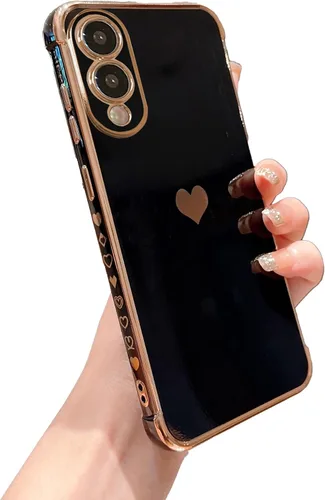 Vista 243 de phylla Funda de teléfono compatible con Samsung Galaxy A12 de 6.5 pulgadas, lindo corazón chapado en oro, elegante funda de lujo para mujer