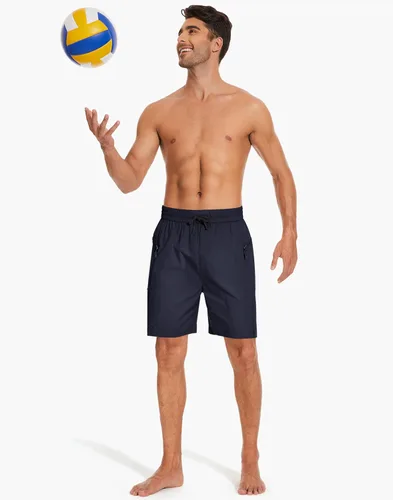 Vista 6 de JIKEIMYE Swim Trunks Men Quick Dry Board Shorts with Zipper Pockets Bathing Suit Beach Shorts for Men with Mesh Lining