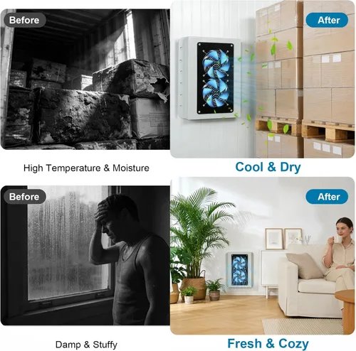 Vista 12 de Kit de ventilación solar mejorado para contenedores de envío, panel solar ajustable de 15 W, diseño de doble ventilador, resistente a la intemperie