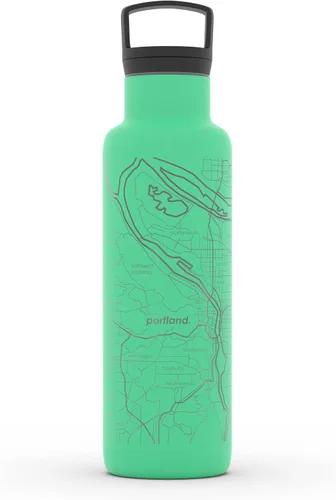 Vista 12 de Well Told Botella de agua aislada con mapa de Washington DC grabado, botella de acero inoxidable grabada (21 onzas, blanco) botella aislada de mapa