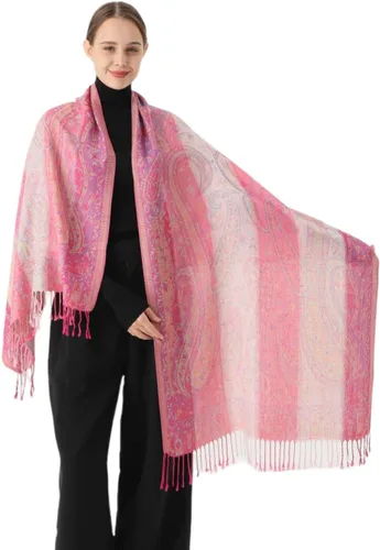 Vista 7 de Bufanda Pashmina para mujer, diseño de arcoíris, colorido, suave, ligero, chal de boda Lima Rainbow Ny041-3