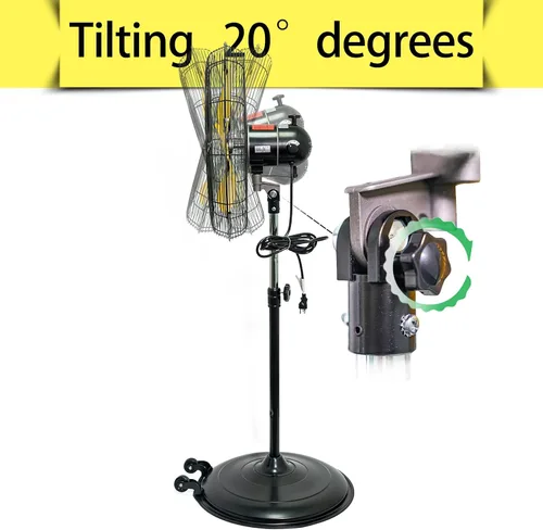 Vista 5 de HiCFM Ventilador de pedestal de 20 pulgadas, inclinación de 50°, 3 velocidades, 5000 CFM, ventilador de pie de alta velocidad con motor potente