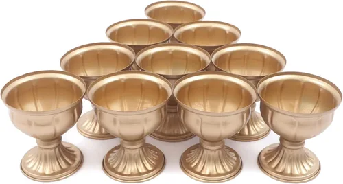 Vista 11 de 10 jarrones dorados para centros de mesa, decoración de mesa de boda para recepción, soporte de flores para el hogar, ceremonia, eventos de Navidad