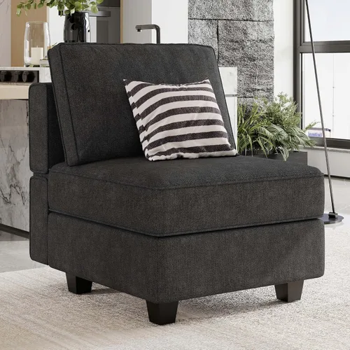 Vista 7 de Belffin Tela modular sofá seccional almacenamiento otomano módulo sofá lado seccional libre configuración otomana negro