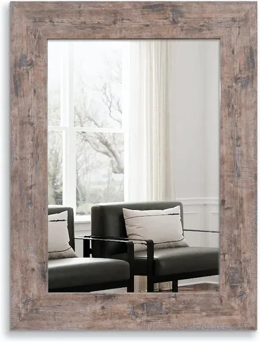 Vista 10 de Syndra Espejo Rectangular con Marco Rústico de 20x28'' Montado en Pared Espejo de Tocador Rústico con Marco de Madera Grande Espejo de Baño