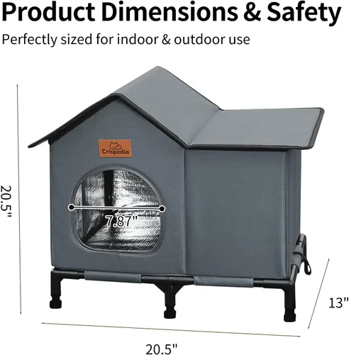 Vista 5 de Casa para gatos climatizada resistente a la intemperie para exteriores en invierno, refugio elevado para gatos salvajes, cama aislada para gatos