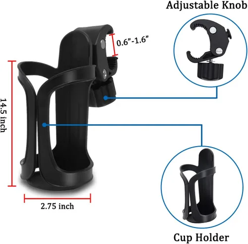 Vista 2 de Boaton Portavasos para riel de barco marino, sin perforación, soporte para bebida para cubierta superior o poste de Bimini, accesorios para barco