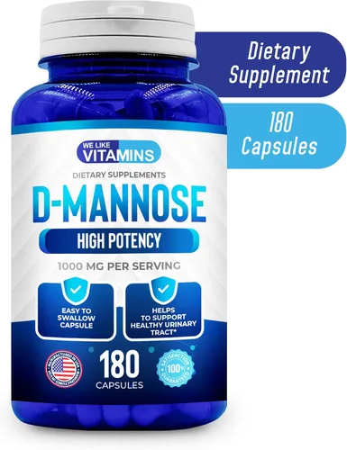 Vista 6 de We Like Vitamins D-Mannose - Cápsulas de 1000 mg – 180 cápsulas vegetales fáciles de tragar – El suplemento de manosa de arándano D ayuda a apoyar